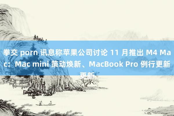 拳交 porn 讯息称苹果公司讨论 11 月推出 M4 Mac：Mac mini 策动焕新、MacBook Pro 例行更新